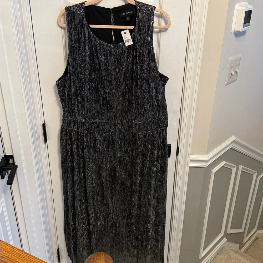 Lane Bryant Black Sparkle Belted Metallic Fit & Flare Dress Sz 22 NWT - Picture 5 of 8